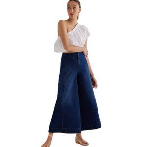 Anthropologie Maeve High Rise Palazzo Jeans Wide Leg Denim Size 25 Culottes Crop